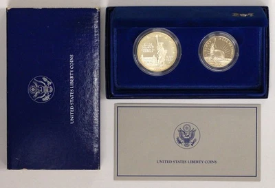 1986-S Liberty Commemorative 2-Coin Set - $1 Silver / 50c Copper-Nickel, Box COA - Image 1 of 3