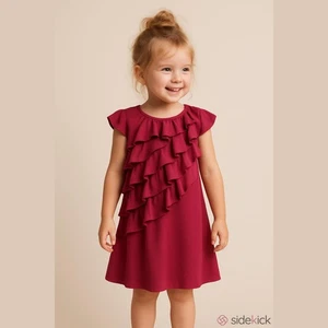 Ralph Lauren Girls Dress Size 4 4T Ruffle Sleeve Stretchy Hot Pink Fuchsia - Picture 1 of 9