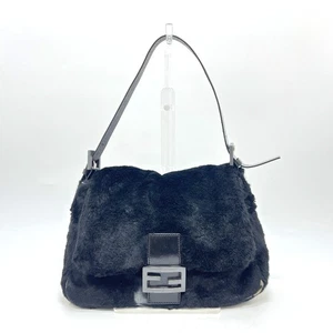 FENDI Mamma Baguette shoulder bags Hand Bag fur / Leather Black/SilverHardware - Picture 1 of 18