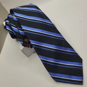 Robert Talbot Herren Seide Repp Krawatte hellblau/schwarz weiß 62" X-lang 3,25" W USA - Bild 1 von 10