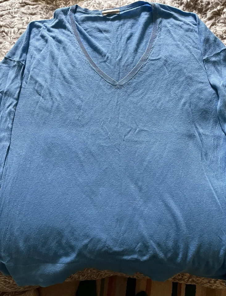 Hush  Linen V-Neck Blue Jumper - size XL - Image 1 of 3
