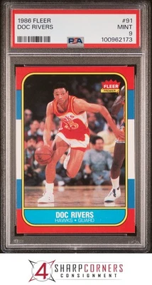 1986 FLEER #91 DOC RIVERS RC HAWKS PSA 9 - Image 1 of 3