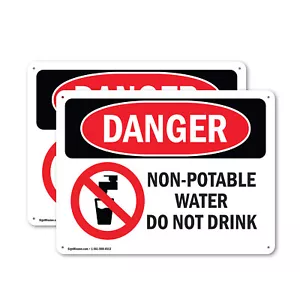 (2 Pack) Non-Potable Water Do Not Drink OSHA Danger Sign Decal Metal Plastic - Picture 1 of 21