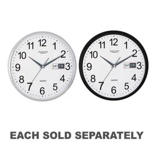 Baxter Windsor Quartz Non Ticking Round Wall Clock with Day and Date 32cm - Picture 1 of 5