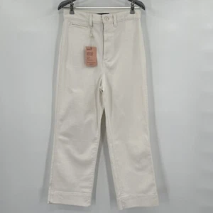 Quince Women's Stretch Cotton Twill Wide-Leg Crop Pants sz 27 Ivory/White NWT