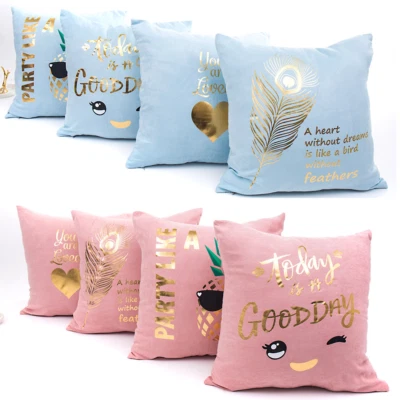 Blau Rosa Gold Kissenbezug Kissenhülle Dekokissen 45x45cm Reißverschluss  - Bild 1 von 4