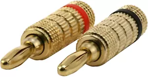 Gold Plated Speaker Banana Plugs – 1 Pair – Closed Screw Type, for Speaker Wire, - Picture 1 of 12