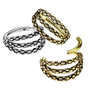 Segment Dreifachring Hoop Septum Clicker Nasenpiercing Ohrring Scharnier 1,2mm - Bild 1 von 3