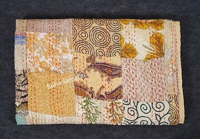 Bohemian soft kantha quilt Patchwork block blankets Queen size 108x90 inches - Image 1 of 4