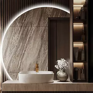 35" Halbmond LED Spiegel für Badezimmer, hintergrundbeleuchteter halbrunder rahmenloser Spiegel für - Bild 1 von 13