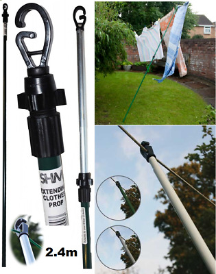 Line Prop Telescopic Washing Extending Clothes Heavy Duty Line Pole Support 2.4M • 10.59£