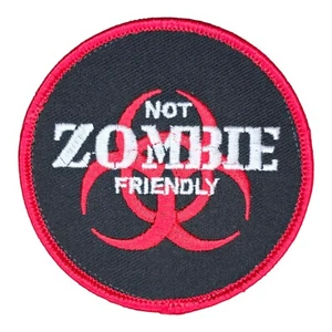 NOT ZOMBIE FRIENDLY BIOHAZARD SYMBOL TACTICAL BLACK OPS RED HOOK MORALE PATCH - Picture 1 of 2