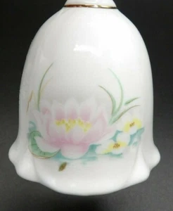 Bone China Bell with Pink WATER LILY Gold Accents - Picture 1 of 9