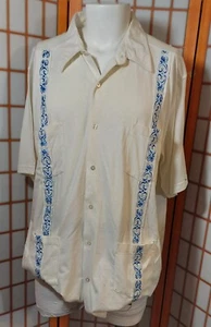 Genuine Haband Guayabera Men L White  Cuban Embroidered 4 Pocket  XXL Shirt  - Picture 1 of 5