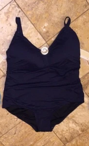 Michael Kors Navy MK Logo Charm One-Piece Swimsuit Plus Size Women's Nwt - Picture 1 of 10