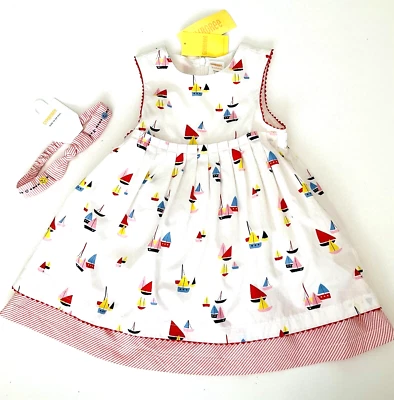 Винтажный новый с Ярлыками Gymboree 2007 COTE D'AZURE парусник печати платье и оборки 6-12 M - Изображение 1 из 4