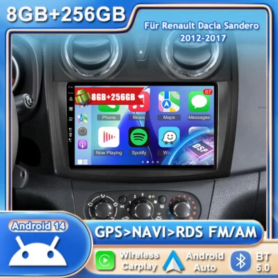 Android 14 Für Renault Dacia Sandero 2012-2017 Autoradio Navi RDS CarPlay DAB+9" - Bild 1 von 4