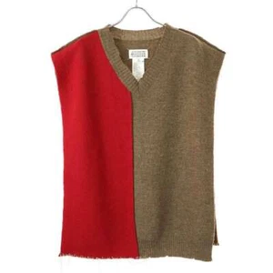 Maison Margiela 10 21SS 2 Tone Knit Vest S50TH0043 S17696 Red Brown Used MESC-0 - Picture 1 of 4