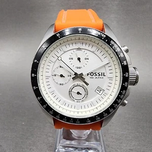 Fossil Chronograph Watch Men 43mm White dial Silver Tone Date CH-2587 NewBattery - Picture 1 of 11