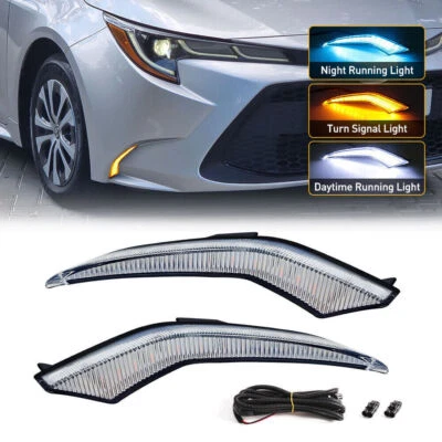 For Toyota Corolla L LE XLE Model 2020-2023 LED Daytime Running Fog Lights DRL - Image 1 of 4