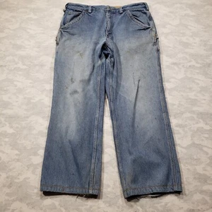 Duluth Trading Jeans Mens 36x32 Blue Carpenter Medium Wash Denim - Picture 1 of 11