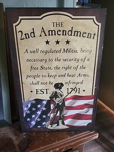 Reflective Art 2nd Amendment Box Top Canvas Wall Art – Patriotic Home Decor - Picture 1 of 9