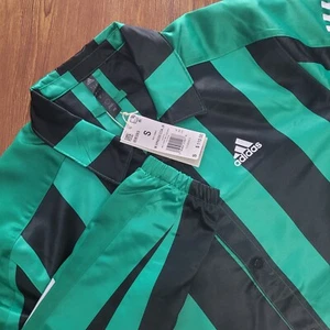 Adidas Xpress Green &Black Striped Jacket-Coat Sportswear Men's Small - Picture 1 of 9