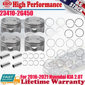 2.0L TURBO 23410-2G450 Piston & Ring Set For Sportage Santa Fe Sonata Optima G70 - Picture 1 of 16