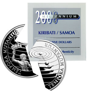 SAMOA/KIRIBATI $5 1997-2000 Silver 1oz. Split 'New Millennium -Prometheus' w/CoA