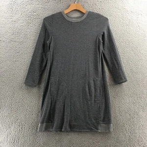 Vestido túnica J.Jill para mujer S gris negro mezcla de algodón manga larga pulóver a rayas - Imagen 1 de 17