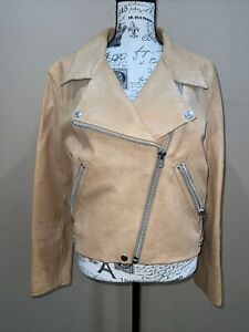 ACNE STUDIOS Riders Leather Jacket Tan Size 38