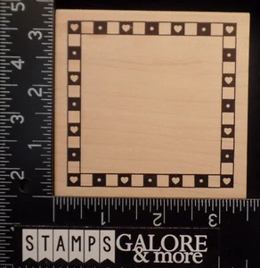JUDIKINS GUMMISTEMPEL 1879H VOLKSKUNST LANDRAHMEN KARIERTE HERZEN #2572 - Bild 1 von 3