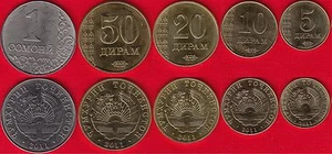 Tajikistan set of 5 coins: 5 diram - 1 somoni 2011 UNC - Picture 1 of 1