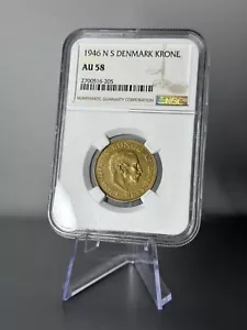 1946 NS Denmark Christian X 1 Krone NGC AU 58 KM# 835 - Picture 1 of 2