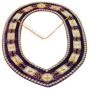 Freimaurer Regalia OES Orden des Sterns Kette Halsband lila Rückseite mit Strass - Bild 1 von 5