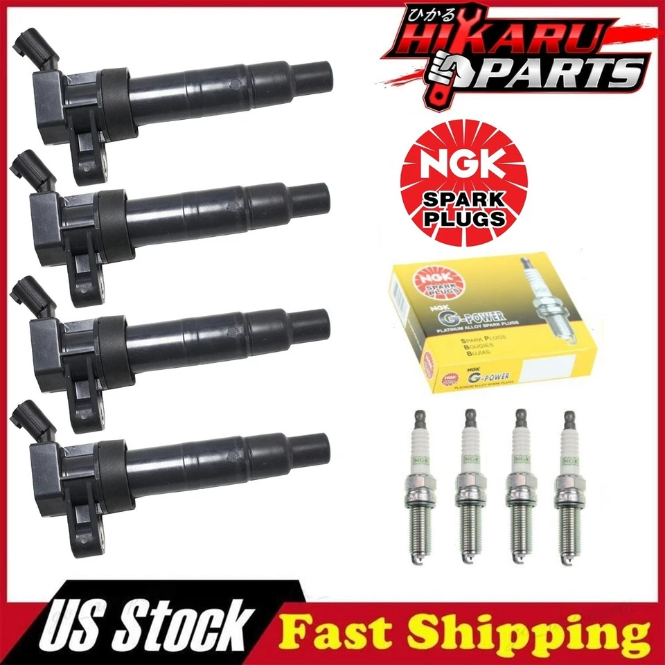 4x NGK Spark Plug & 4x Ignition Coil For Hyundai Sonata 2009-2010 Santa Fe 2.4L - Image 1 of 4