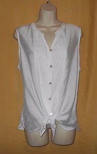 Fig & Flower Damen weiß Spitze Tie Taille ärmellos Knopf Top Petite PXL $ 58 - Bild 1 von 6