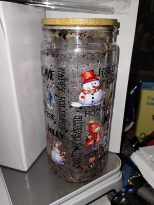 Рождественский снег глобус чашка 20 унций новый в коробке с соломой ecor снеговик конфеты трости - Изображение 1 из 4