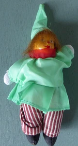 VTG Doll Porcelain-Faced Clown Green Top & Hat Red Striped White Pants Sand Fill - Picture 1 of 8
