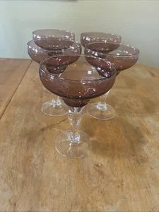 Margarita Gläser 5er Set lila Top mit klarem abgerundetem Stiel schwer mundgeblasen - Bild 1 von 6