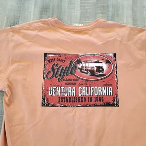 West Coast Surfing Tee  Shirt Mens Large Pale Orange Beach Comfort Colors Cotton - Picture 1 of 7