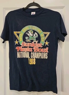 Vintage Notre Dame Fighting Irish Sunkist Fiesta Bowl Football 1989 Shirt Size M Foto 1 de 4