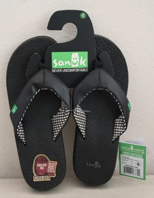 Sandalias chanclas Sanuk SWS2908-EBY para mujer talla 6B negro ébano estera de yoga Foto 1 de 4