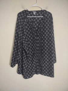 Blusa Catherine's Patrón Geométrico Abotonada 4X Clásica Oficina Fluida Boho - Imagen 1 de 4