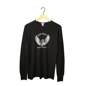 SOUL REBEL nyc Thermal T-Shirt Black Vintage 90s Good Deeds Done Daily USA Lg - Picture 1 of 6