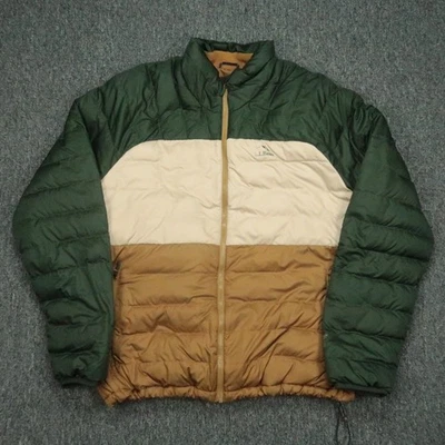 LL Bean Jacket Mens XXL Green Brown Colorblock Insulated Down Full Zip Pockets - Image 1 of 4