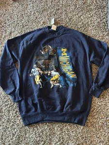 Vintage 80s Michigan Wolverines Sweatshirt Size: XL Blue Yellow NCAA College - Picture 1 of 2