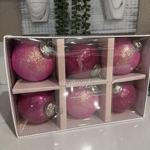 Cupcakes und Kaschmir Hot Pink Glas Weihnachtsschmuck - 6er Set - Bild 1 von 3