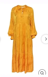 Maeve ANTHROPOLOGIE Floral Embossed Tiered Maxi Dress W/ Necktie Sz 1X - Picture 1 of 11