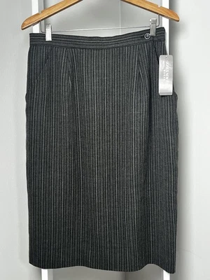 Jones New York Pencil Skirt Womens 14W NWT Black Gray Tan Striped Pockets R $119 - Image 1 of 4